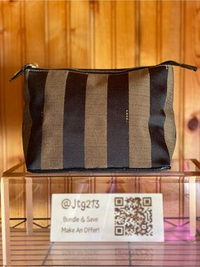 Fendi Vintage Pequin Stripe Toiletry Travel Pouch Clutch Unisex